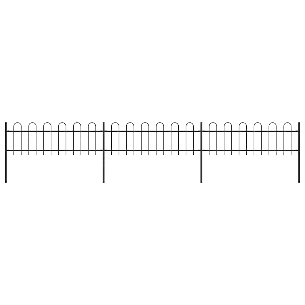 vidaXL Garden Fence with Hoop Top Steel 337x60 cm Black