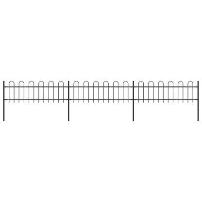 vidaXL Garden Fence with Hoop Top Steel 337x60 cm Black