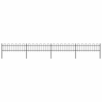 vidaXL Garden Fence with Hoop Top Steel 337x60 cm Black
