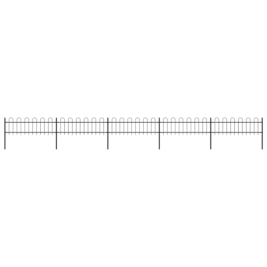 vidaXL Garden Fence with Hoop Top Steel 337x60 cm Black