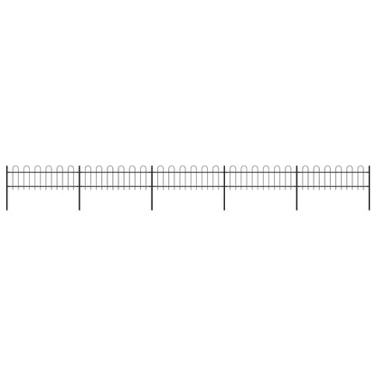 vidaXL Garden Fence with Hoop Top Steel 337x60 cm Black