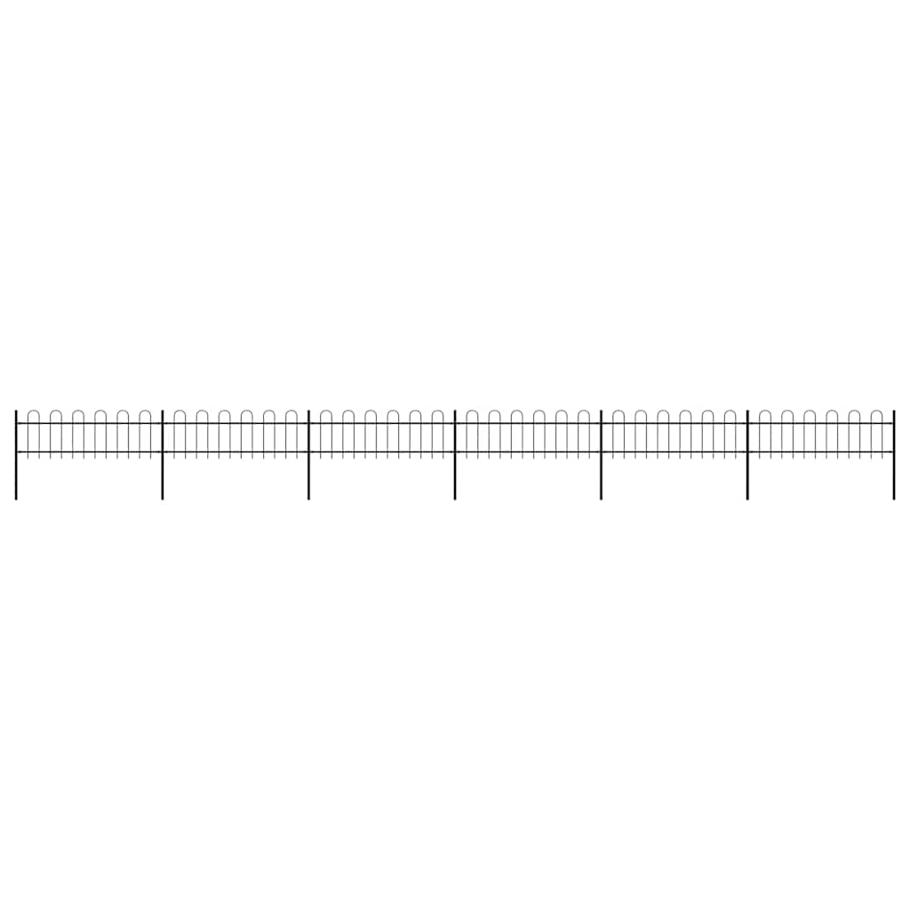 vidaXL Garden Fence with Hoop Top Steel 337x60 cm Black