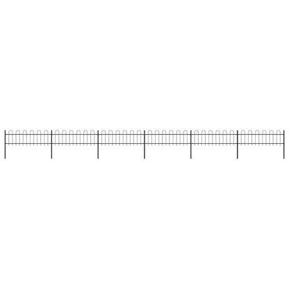 vidaXL Garden Fence with Hoop Top Steel 337x60 cm Black