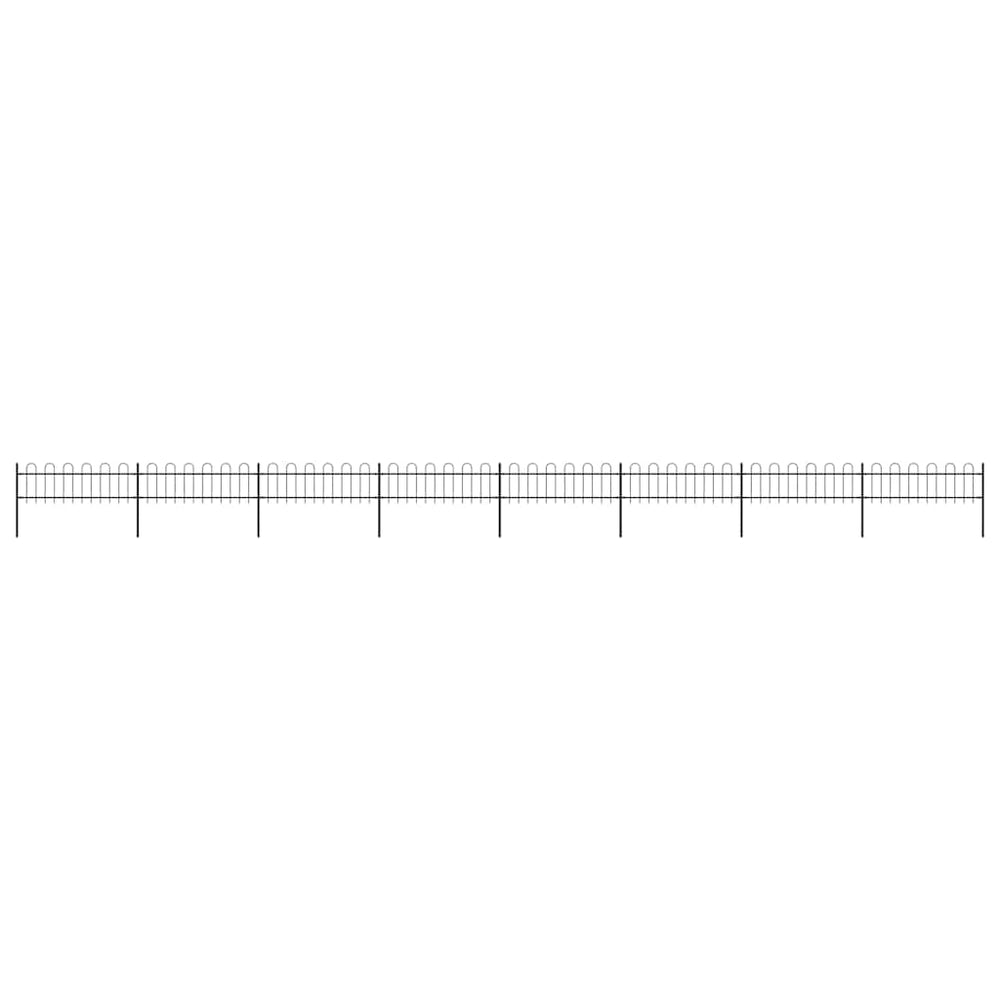 vidaXL Garden Fence with Hoop Top Steel 337x60 cm Black