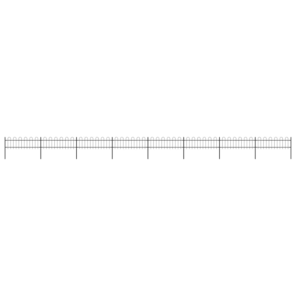 Garden Fence with Hoop Top Steel 337x60 cm Black Height 60 cm 1339 cm
