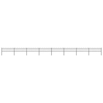 Garden Fence with Hoop Top Steel 337x60 cm Black Height 60 cm 1339 cm
