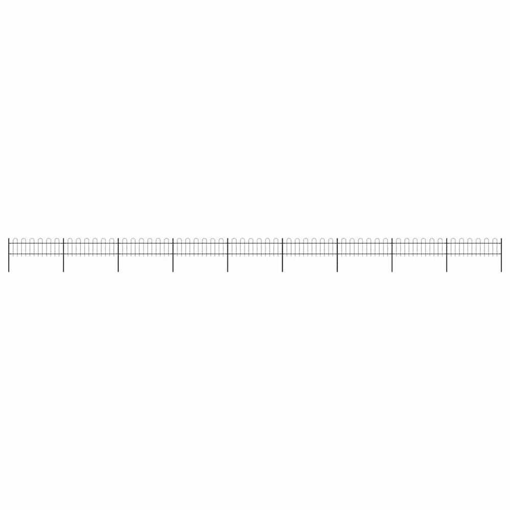 vidaXL Garden Fence with Hoop Top Steel 1506x60 cm Black