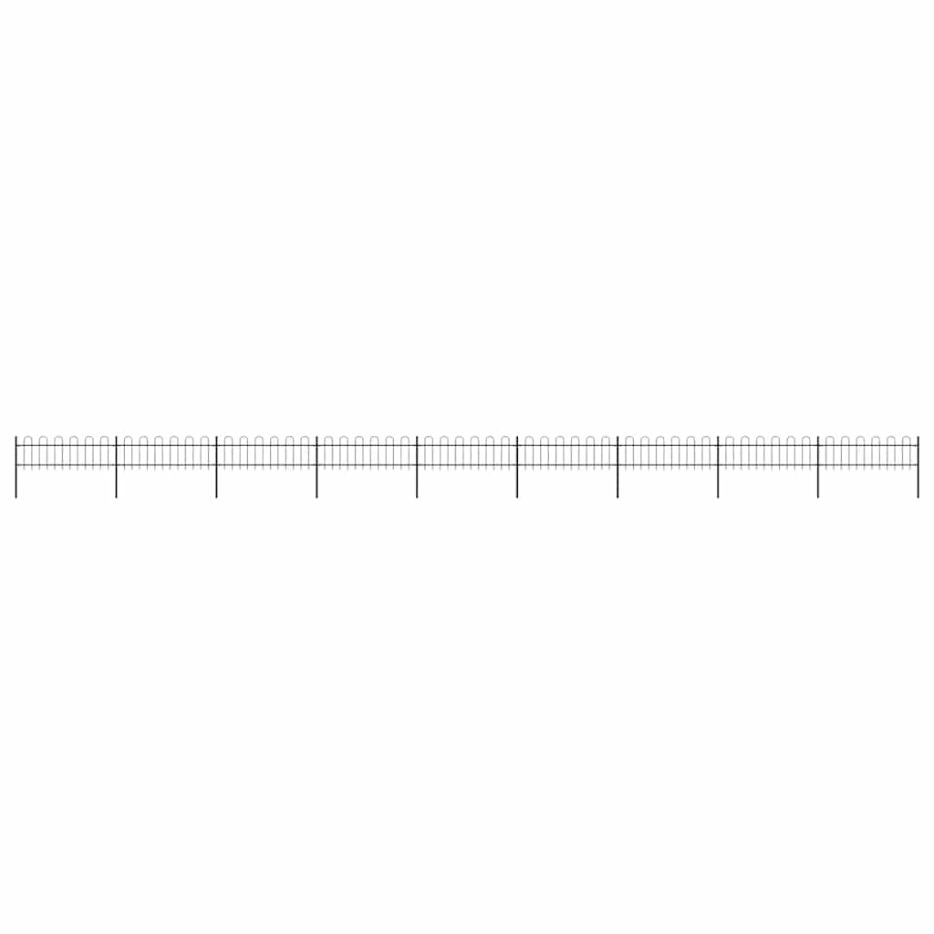 vidaXL Garden Fence with Hoop Top Steel 1506x60 cm Black 1