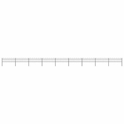 vidaXL Garden Fence with Hoop Top Steel 1506x60 cm Black 1