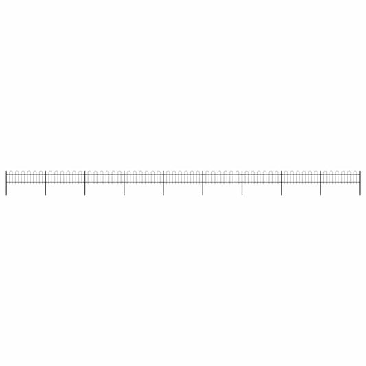 vidaXL Garden Fence with Hoop Top Steel 1506x60 cm Black 1