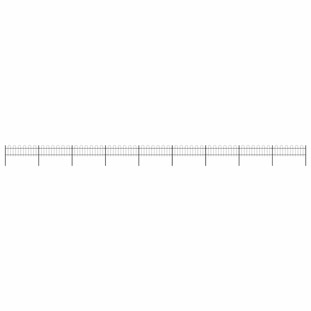 Garden Fence with Hoop Top Steel 337x60 cm Black Height 60 cm 1506 cm