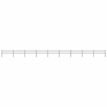 Garden Fence with Hoop Top Steel 337x60 cm Black Height 60 cm 1506 cm