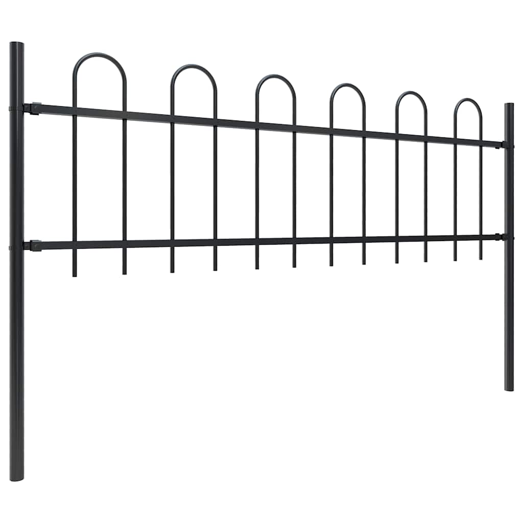 vidaXL Garden Fence with Hoop Top Steel 1506x60 cm Black 2