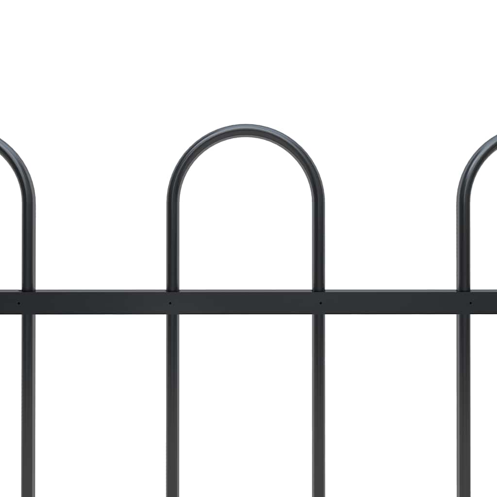 vidaXL Garden Fence with Hoop Top Steel 1506x60 cm Black 3