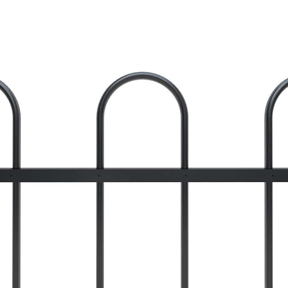 vidaXL Garden Fence with Hoop Top Steel 1506x60 cm Black 3