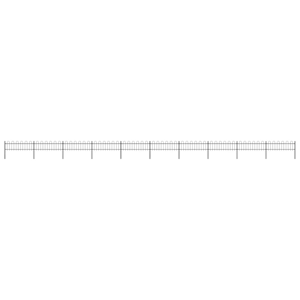 vidaXL Garden Fence with Hoop Top Steel 1673x60 cm Black