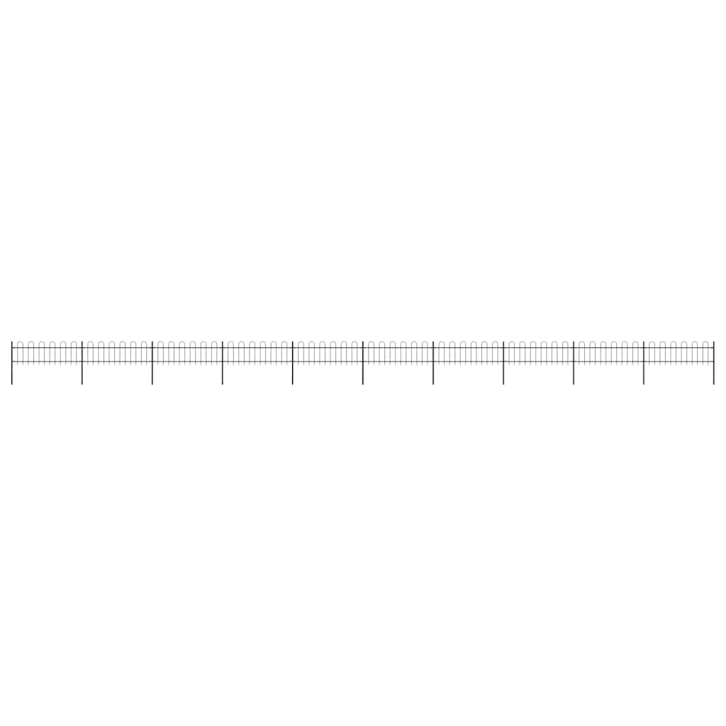 vidaXL Garden Fence with Hoop Top Steel 1673x60 cm Black 1