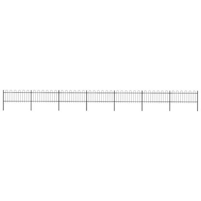 vidaXL Garden Fence with Hoop Top Steel 1172x80 cm Black 1