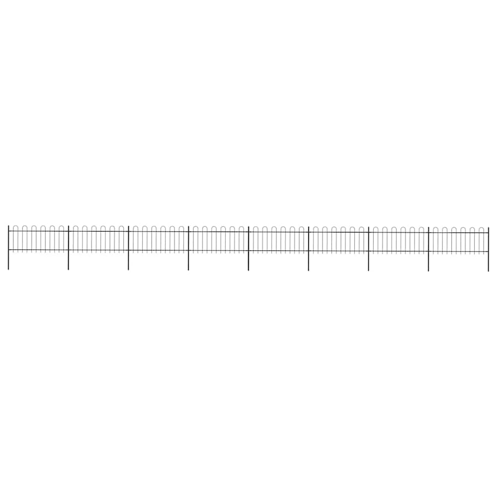 vidaXL Garden Fence with Hoop Top Steel 1339x80 cm Black