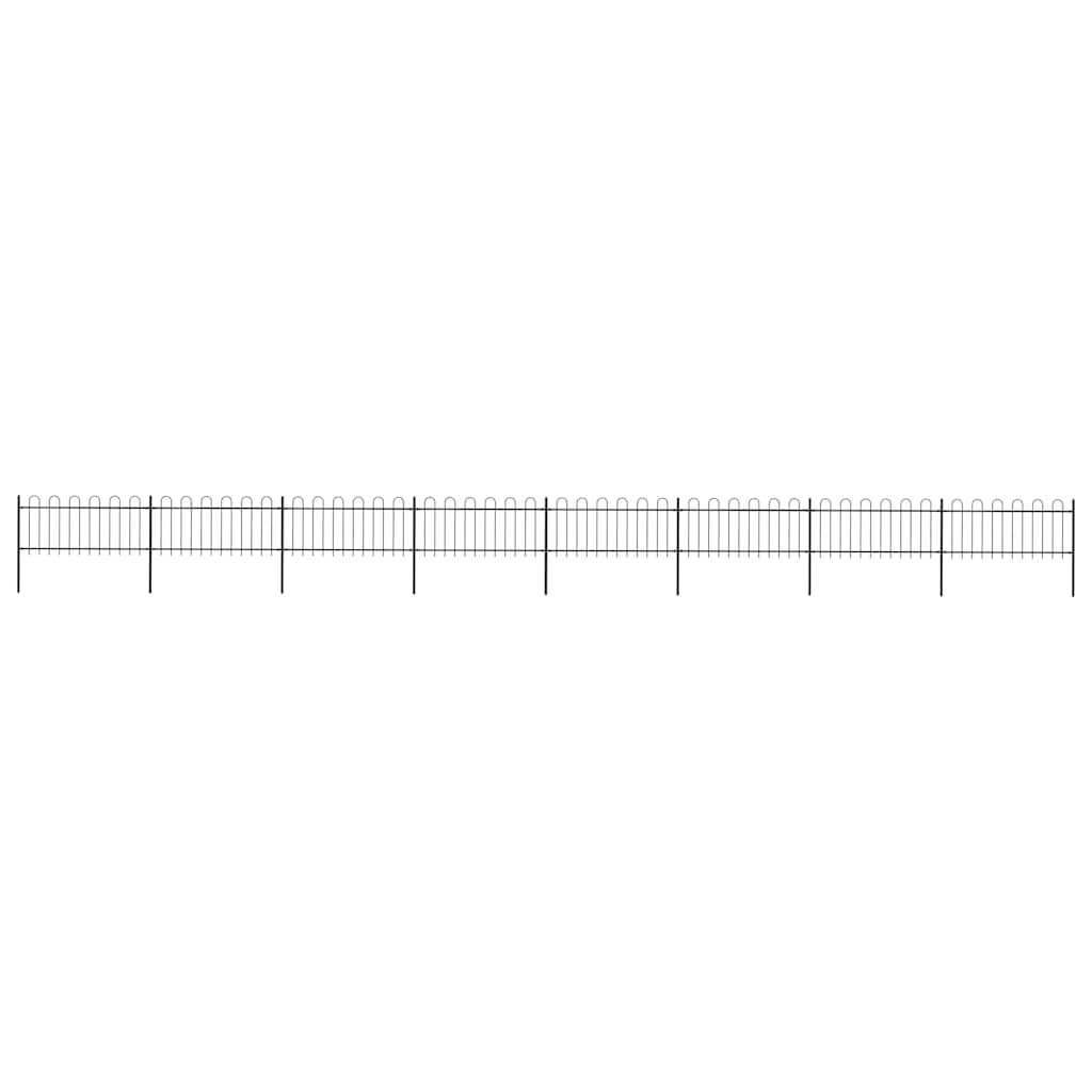 vidaXL Garden Fence with Hoop Top Steel 1339x80 cm Black 1