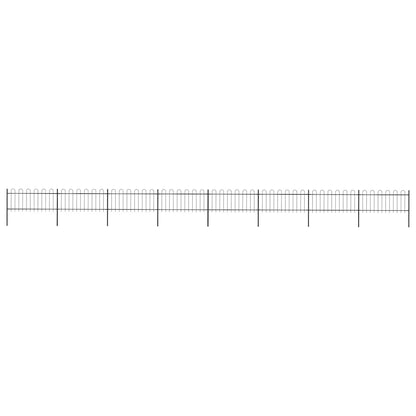 vidaXL Garden Fence with Hoop Top Steel 1339x80 cm Black 1