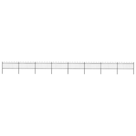 vidaXL Garden Fence with Hoop Top Steel 1339x80 cm Black 1