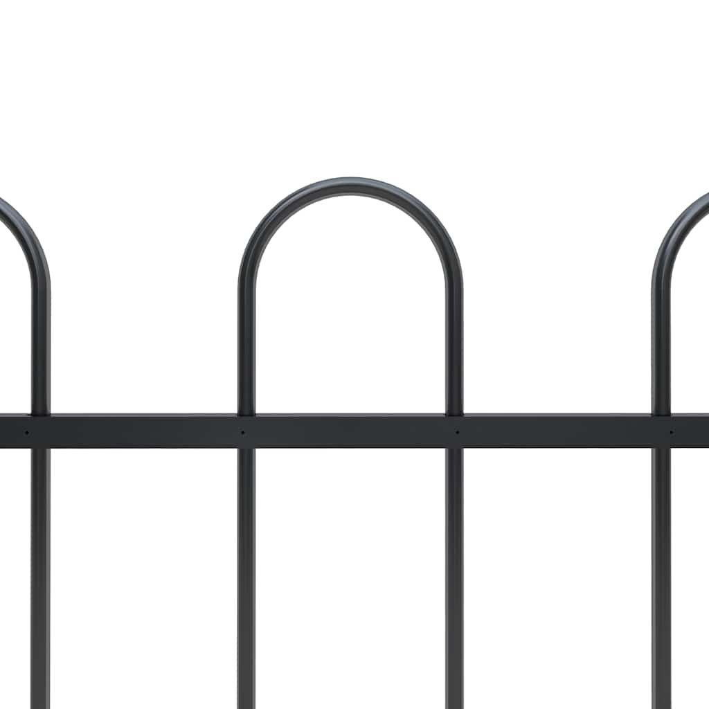 vidaXL Garden Fence with Hoop Top Steel 1339x80 cm Black 3