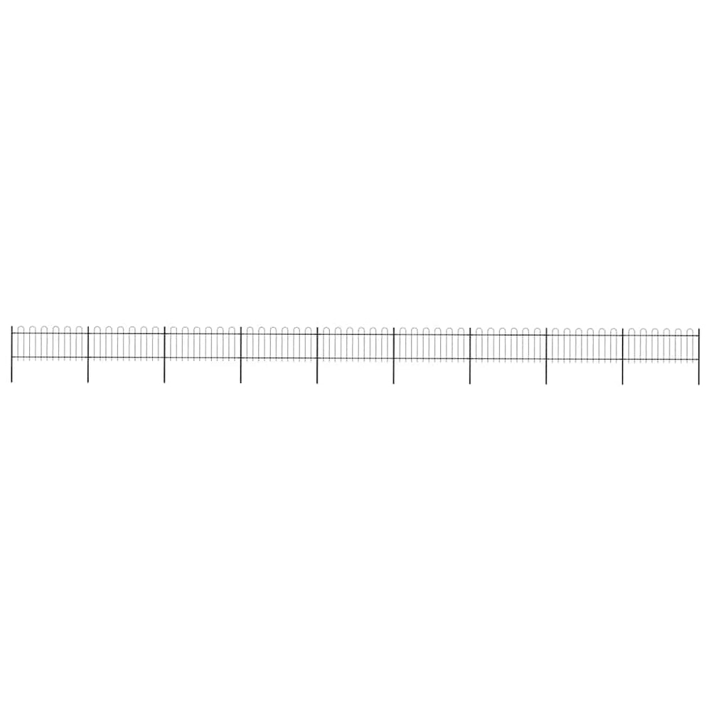 vidaXL Garden Fence with Hoop Top Steel 1506x80 cm Black