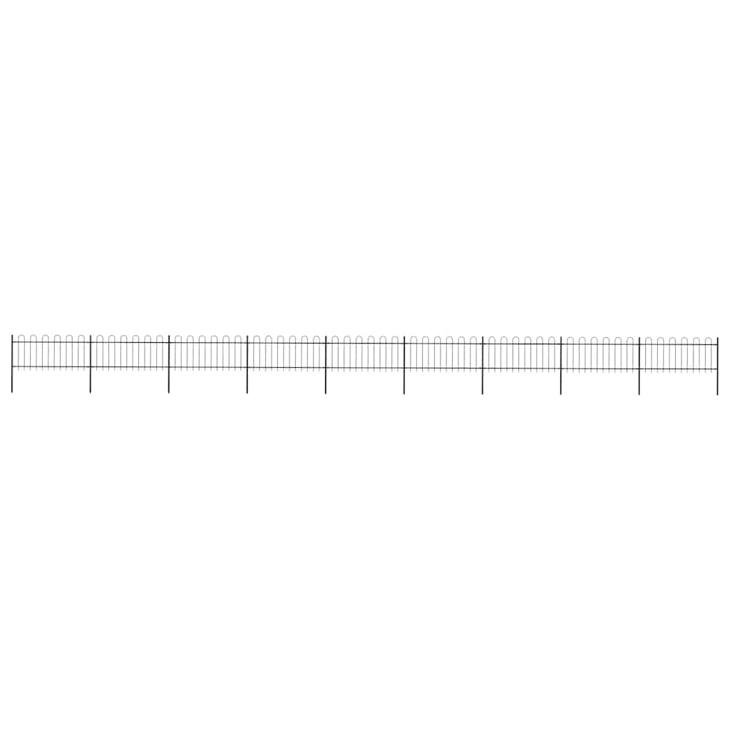 vidaXL Garden Fence with Hoop Top Steel 1506x80 cm Black 1