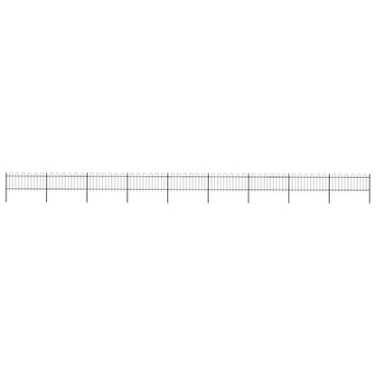 vidaXL Garden Fence with Hoop Top Steel 1506x80 cm Black 1
