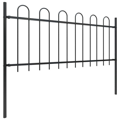 vidaXL Garden Fence with Hoop Top Steel 1673x80 cm Black 2