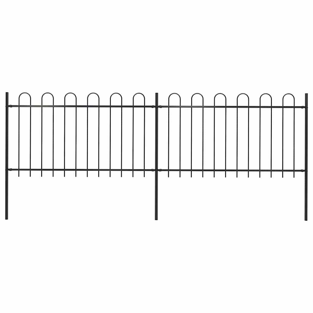 vidaXL Garden Fence with Hoop Top Steel 337x100 cm Black
