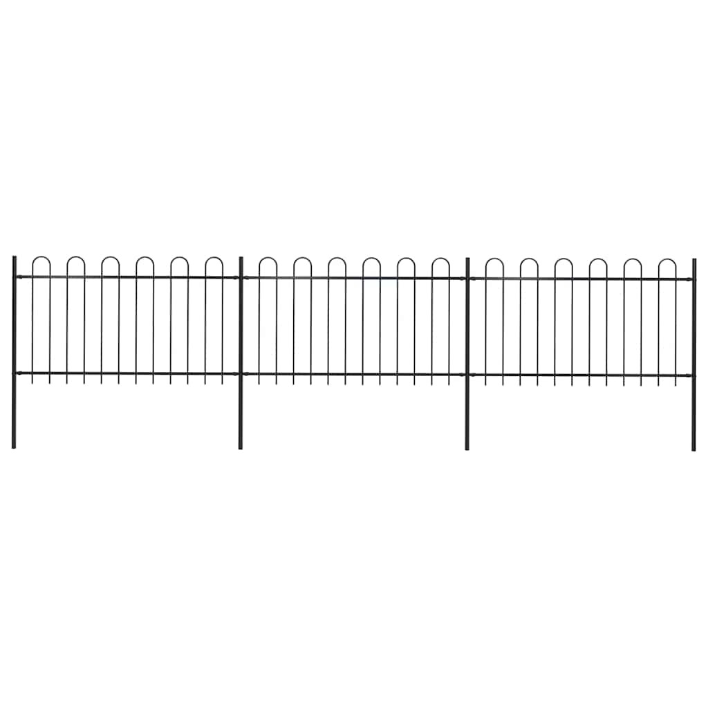 vidaXL Garden Fence with Hoop Top Steel 337x100 cm Black