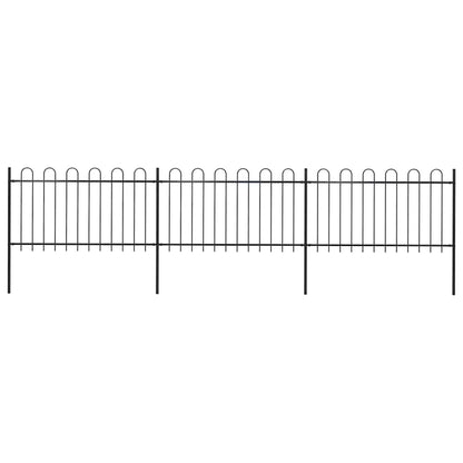 vidaXL Garden Fence with Hoop Top Steel 337x100 cm Black