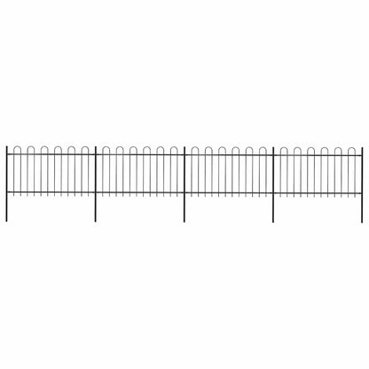 vidaXL Garden Fence with Hoop Top Steel 337x100 cm Black