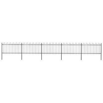 vidaXL Garden Fence with Hoop Top Steel 337x100 cm Black