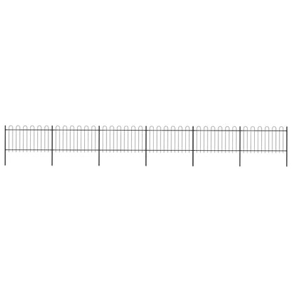 vidaXL Garden Fence with Hoop Top Steel 337x100 cm Black
