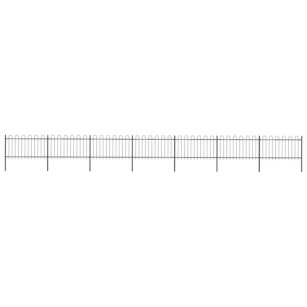 vidaXL Garden Fence with Hoop Top Steel 1172x100 cm Black