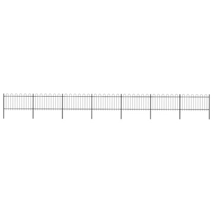 vidaXL Garden Fence with Hoop Top Steel 1172x100 cm Black 1
