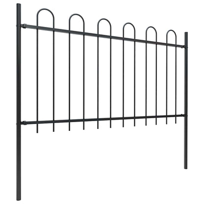 vidaXL Garden Fence with Hoop Top Steel 1172x100 cm Black 2