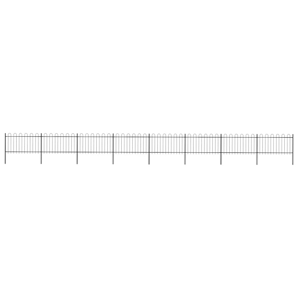 vidaXL Garden Fence with Hoop Top Steel 1339x100 cm Black
