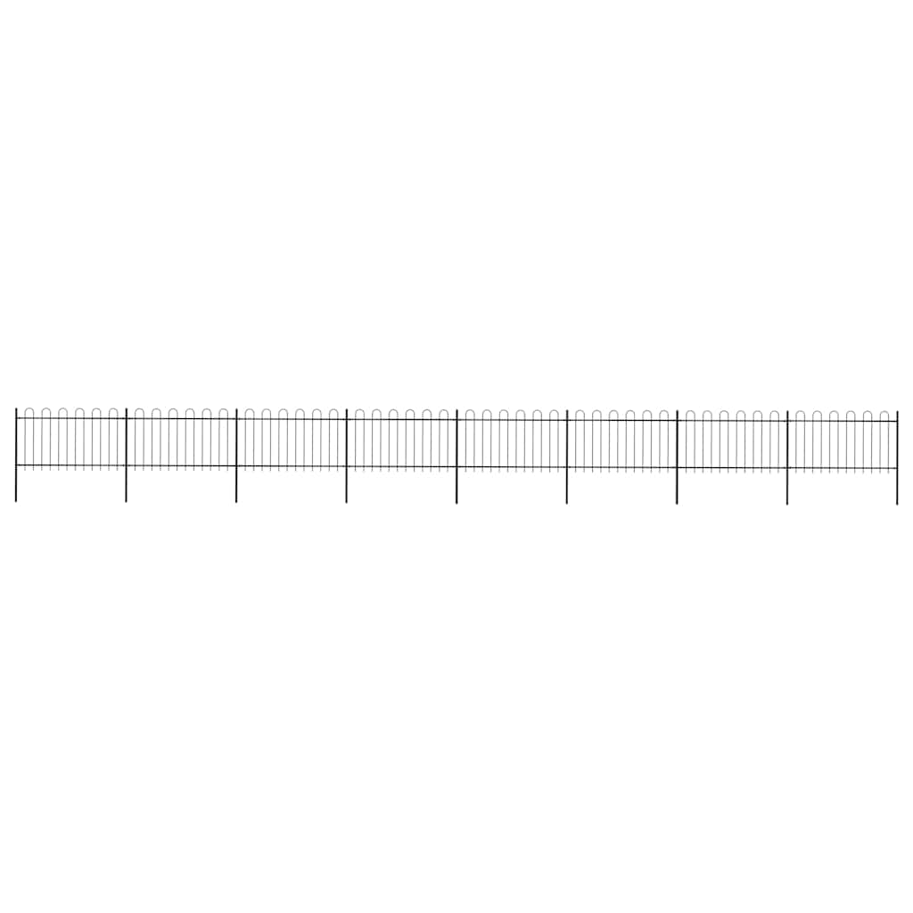 vidaXL Garden Fence with Hoop Top Steel 1339x100 cm Black 1