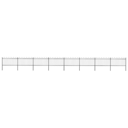 vidaXL Garden Fence with Hoop Top Steel 1339x100 cm Black 1