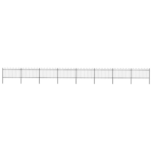 vidaXL Garden Fence with Hoop Top Steel 1339x100 cm Black 1