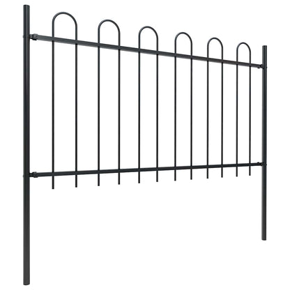 vidaXL Garden Fence with Hoop Top Steel 1339x100 cm Black 2