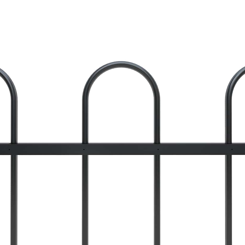 vidaXL Garden Fence with Hoop Top Steel 1339x100 cm Black 3
