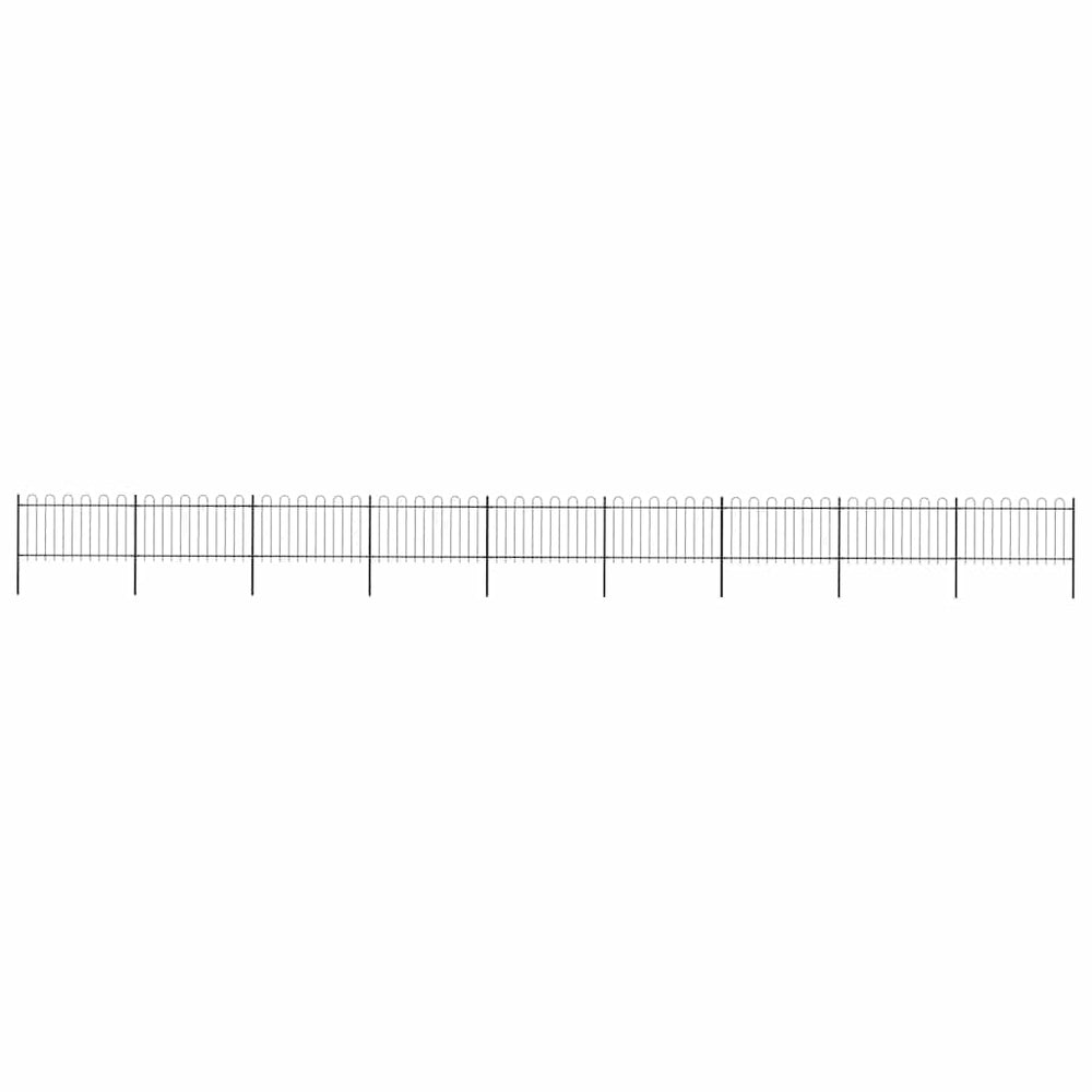 vidaXL Garden Fence with Hoop Top Steel 1506x100 cm Black
