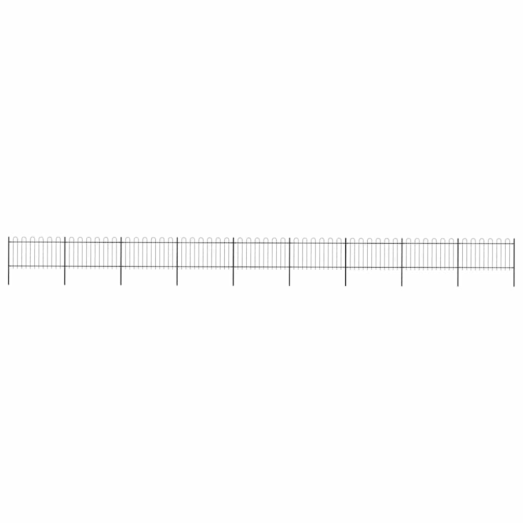 vidaXL Garden Fence with Hoop Top Steel 1506x100 cm Black 1