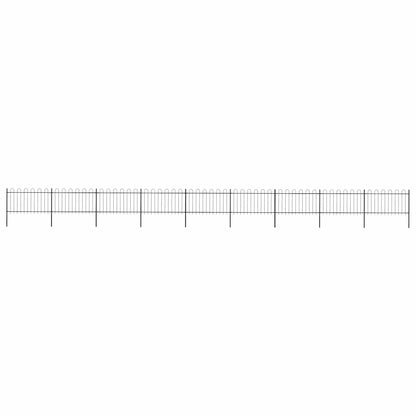 vidaXL Garden Fence with Hoop Top Steel 1506x100 cm Black 1