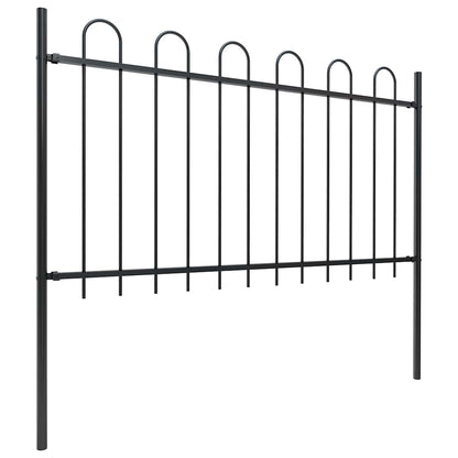 vidaXL Garden Fence with Hoop Top Steel 1506x100 cm Black 2